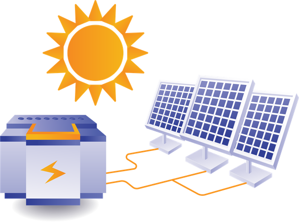 Solar energy is stored in generators  Illustration