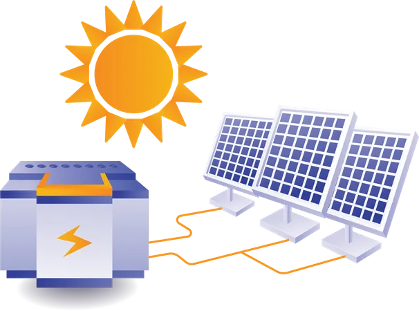 Solar Energy Is Stored In Generators Illustration
