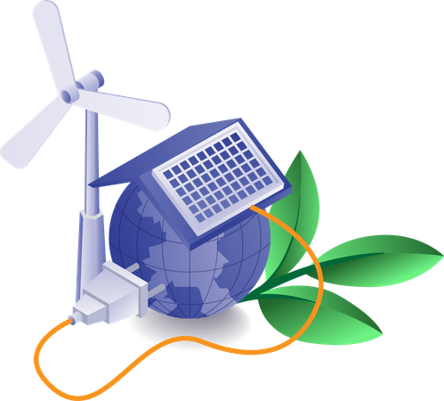 Solar energy is used in house fan  Illustration