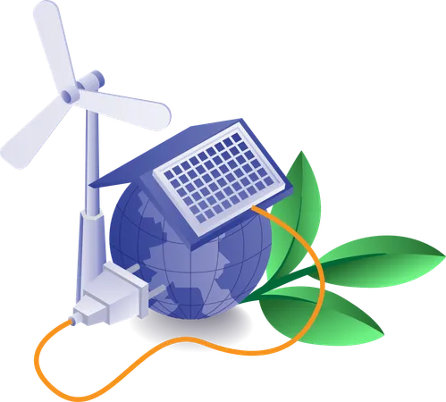 Solar energy is used in house fan  Illustration