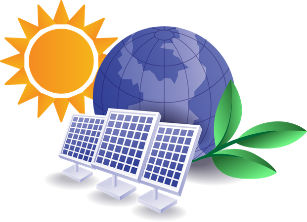 Solar energy keeps our earth planet green  Illustration
