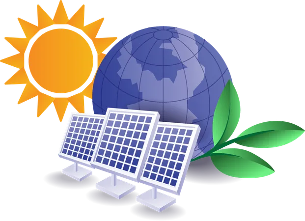 Solar energy keeps our earth planet green  Illustration