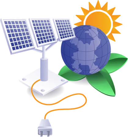 Solar energy keeps our planet earth glowing  Illustration