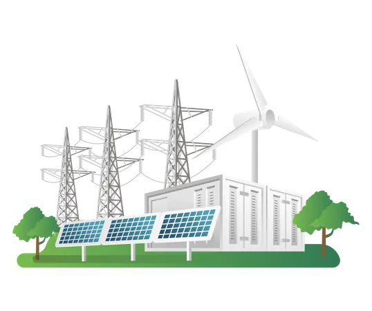 Solar energy power line  Illustration