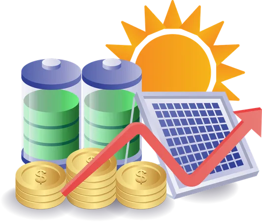 Solar energy usage increases market investment  Illustration