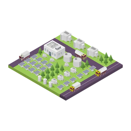 Solar farm power plant  Illustration