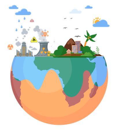 Solar green energy town wind turbine  Illustration