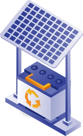 Solar panel electric energy storage battery  Illustration
