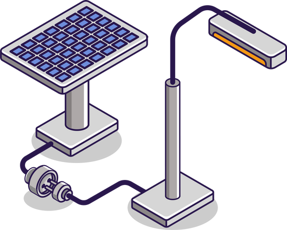 Solar panel electrical energy for the world Illustration