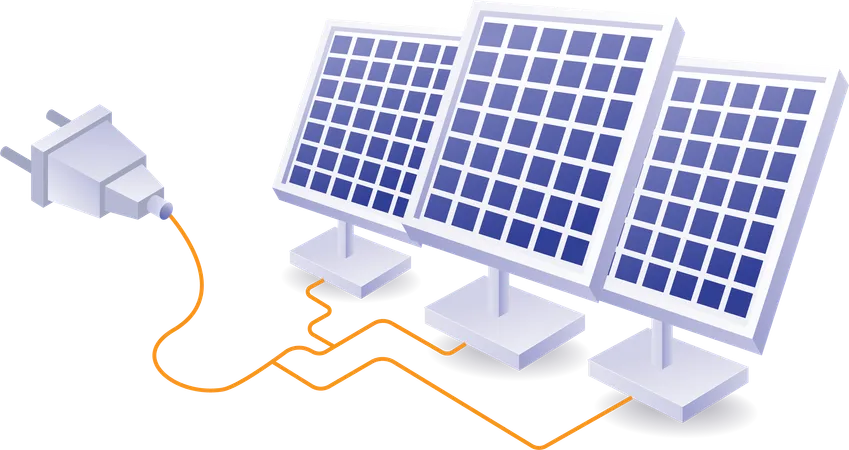 Solar panel electricity is used in appliances  Illustration
