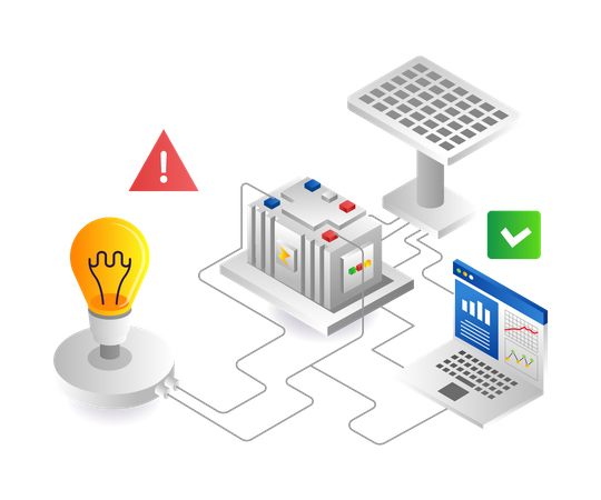 Solar panel energy analysis network  Illustration