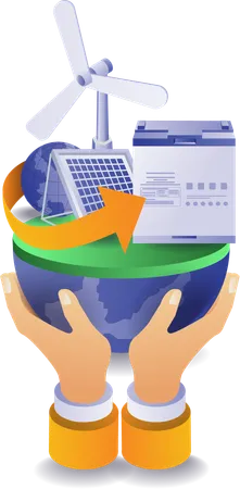 Solar panel energy battery eco green  Illustration