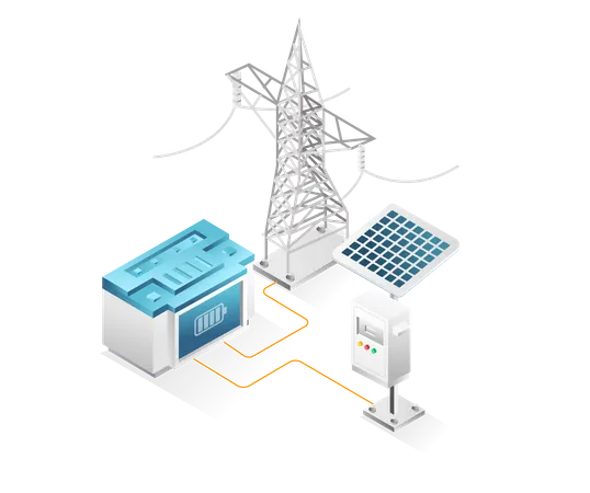 Solar panel energy channel Illustration