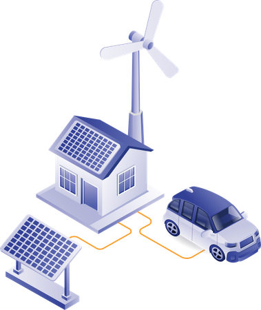 Solar panel energy for home electricity technology  Illustration