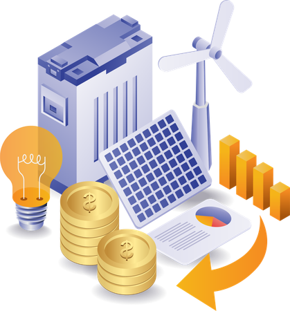 Solar panel energy investment business  Illustration