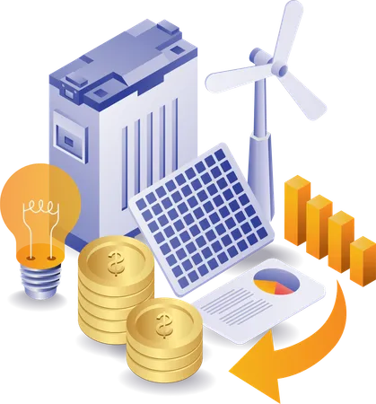 Solar panel energy investment business  Illustration