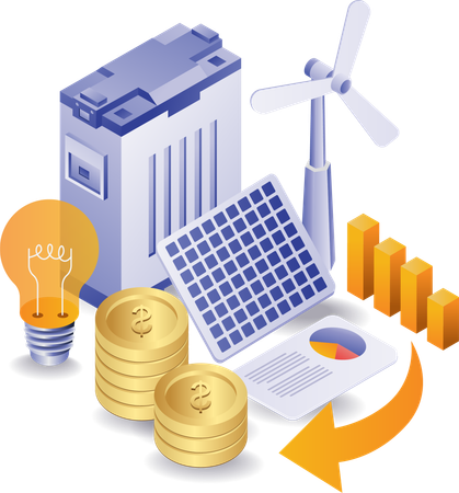 Solar panel energy investment business  Illustration