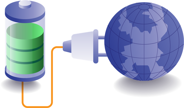 Solar panel energy is used to charge battery  Illustration