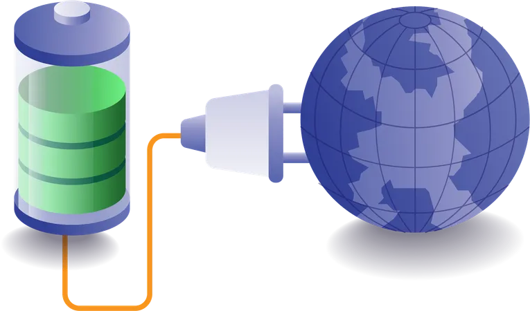 Solar panel energy is used to charge battery  Illustration