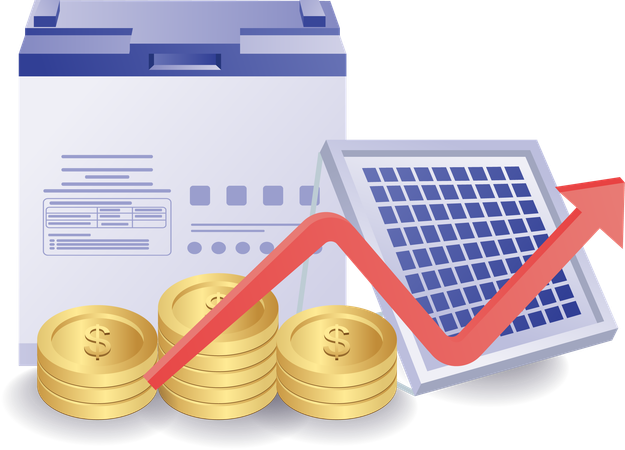 Solar panel energy makes expenses economical  Illustration