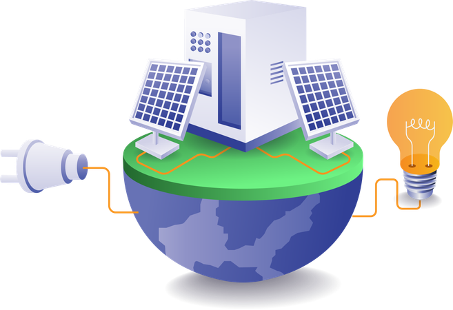 Solar panel energy storage batteries  Illustration