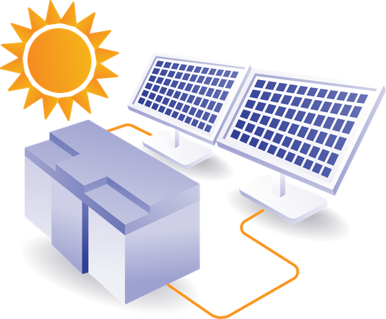 Solar panel energy storage battery  Illustration