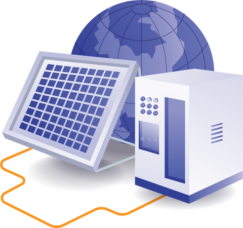 Solar panel energy storage battery  イラスト