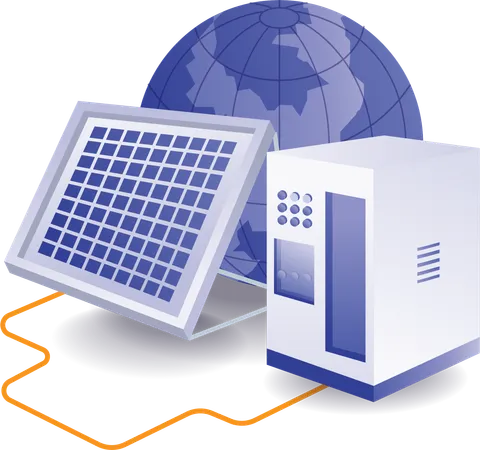 Solar panel energy storage battery  イラスト