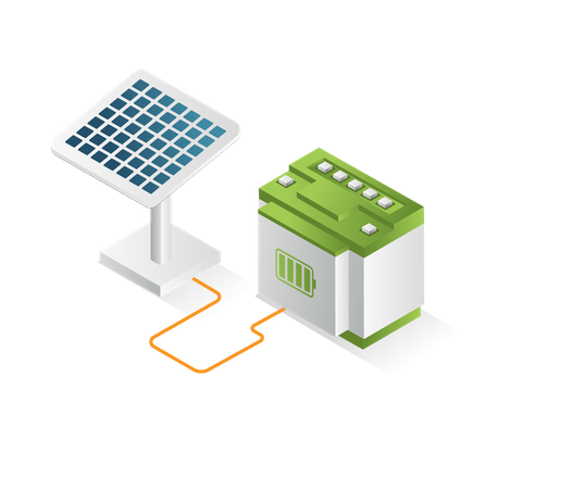 Solar panel energy storage battery Illustration
