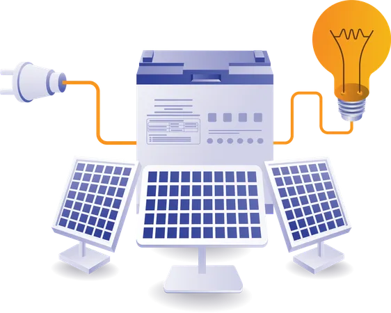 Solar panel energy storage management  Illustration