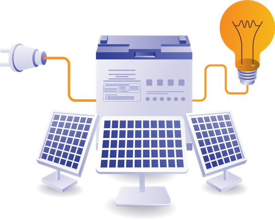 Solar panel energy storage management  Illustration