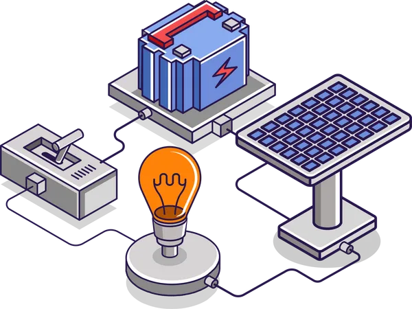 Solar panel energy storage switch circuit Illustration