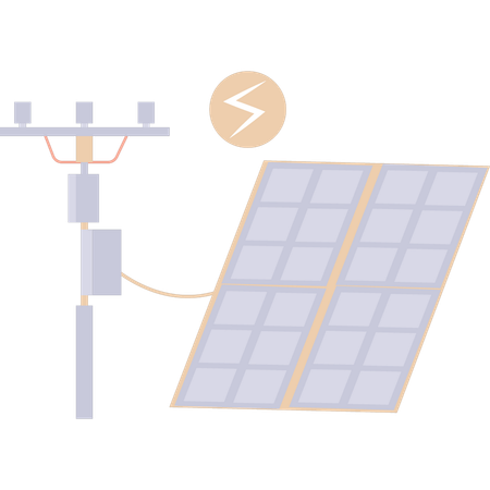 Solar panel is converting solar energy into electricity  Illustration