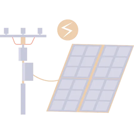 A Solar Panel Is Converting Solar Energy Into Electricity Illustration