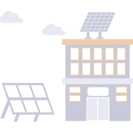 Solar panel is near the building  Illustration