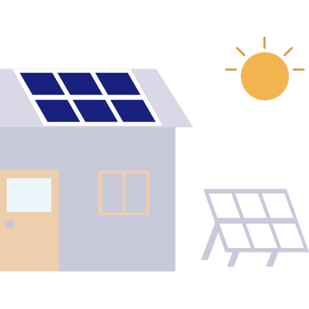 Solar panel is on the roof of the house  Illustration