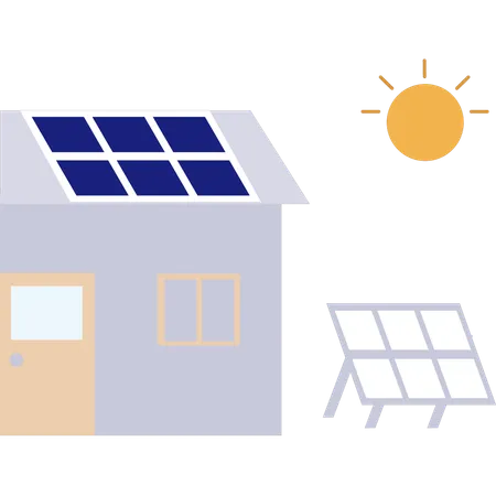 Solar panel is on the roof of the house  Illustration