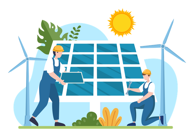 Solar Panel Maintenance Illustration