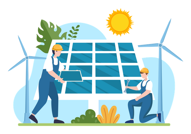 Solar Panel Maintenance  Illustration