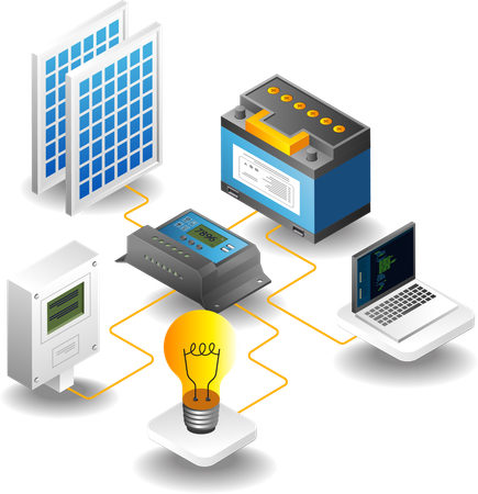 Solar panel network system  Illustration