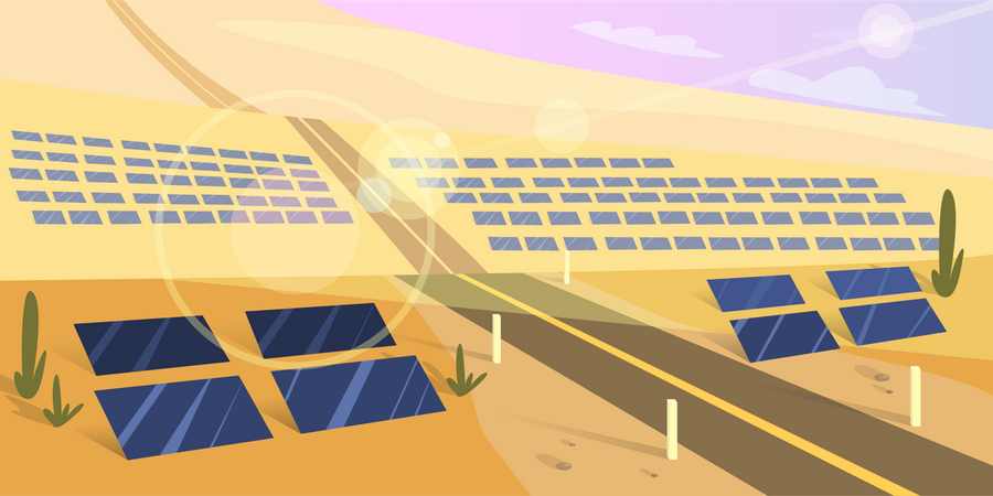 Solar panel on the ground Illustration