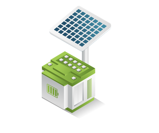 Solar panel with battery  Illustration