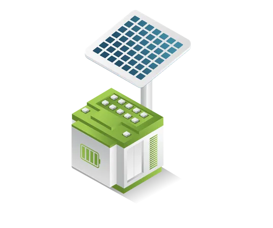 Solar panel with battery  Illustration