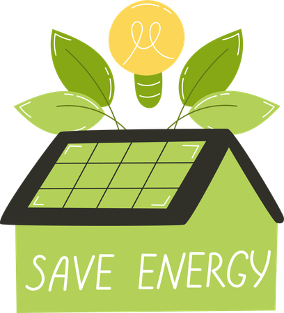 Solar Panel with Save Energy Message  Illustration