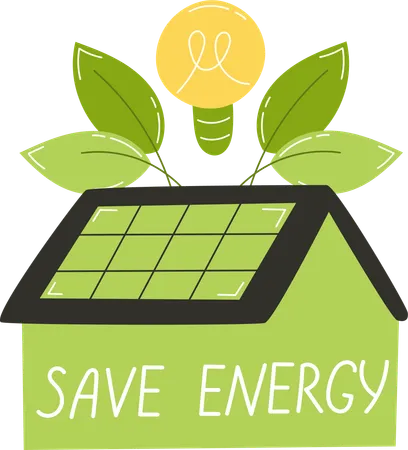 Solar Panel with Save Energy Message  Illustration