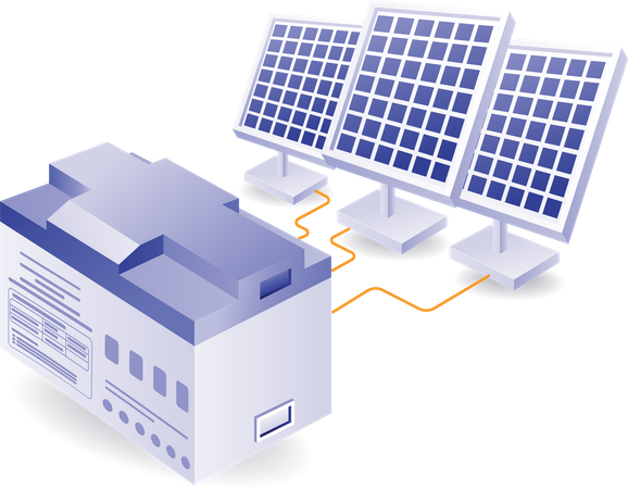 Solar panel with storage battery  イラスト