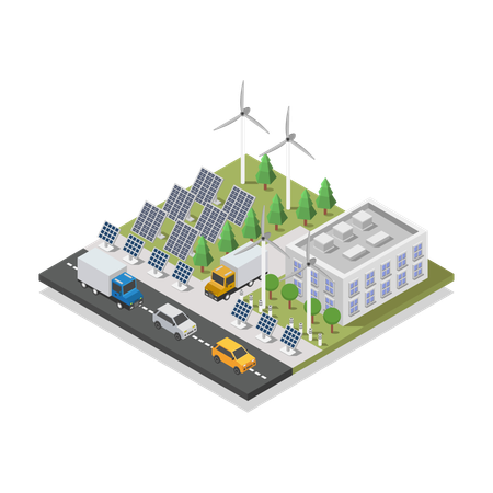 Solar Panel With Turbine  Illustration