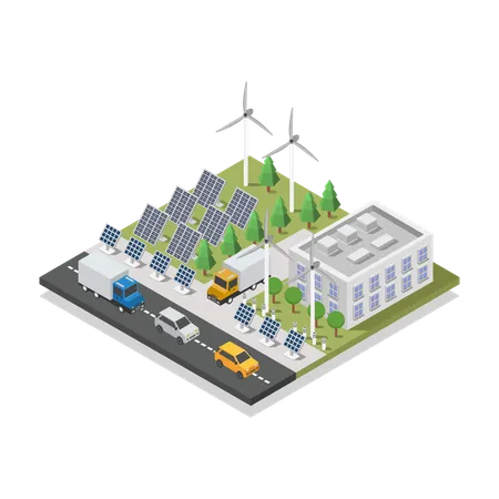 Solar Panel With Turbine  Illustration