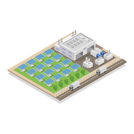 Solar Panels Farm  Illustration