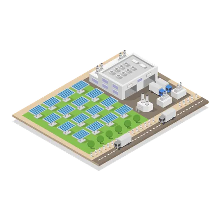 Solar Panels Farm  Illustration